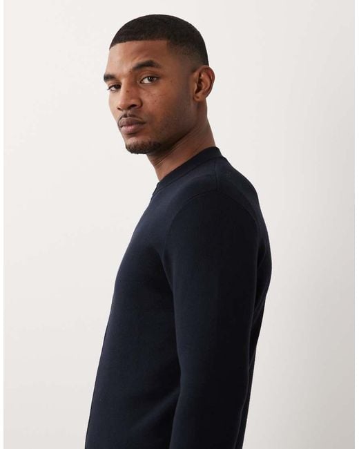 Mango Blue Mock Neck Zip Through Knitted Cardigan