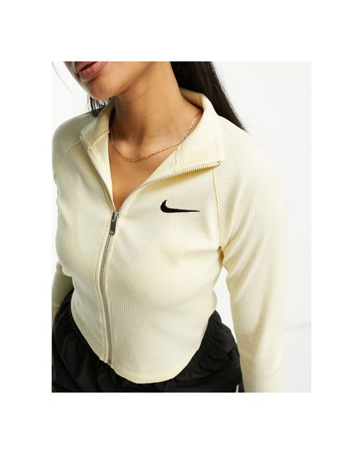 Trend - top côtelé zippé - crème albâtre Nike en coloris Natural