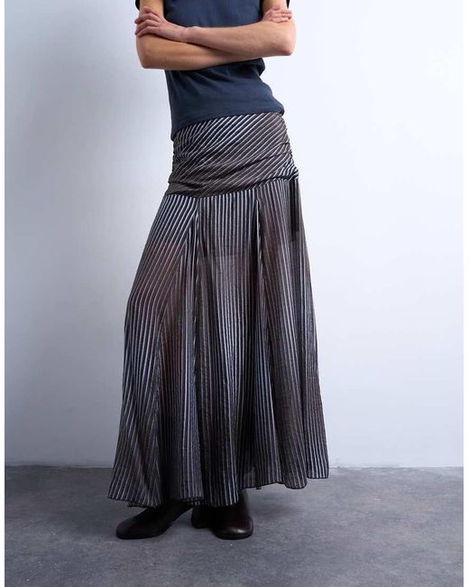 TOPSHOP Blue Dropped Waist Full Hem Maxi Skirt