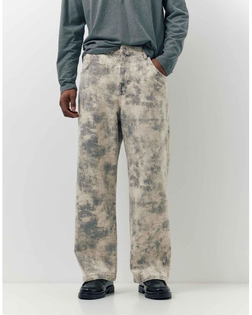 Pull&Bear – gemusterte jeans in Gray für Herren