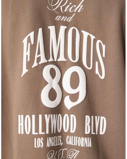 Felpa Super Oversize Con Stampa di ASOS in Brown da Uomo