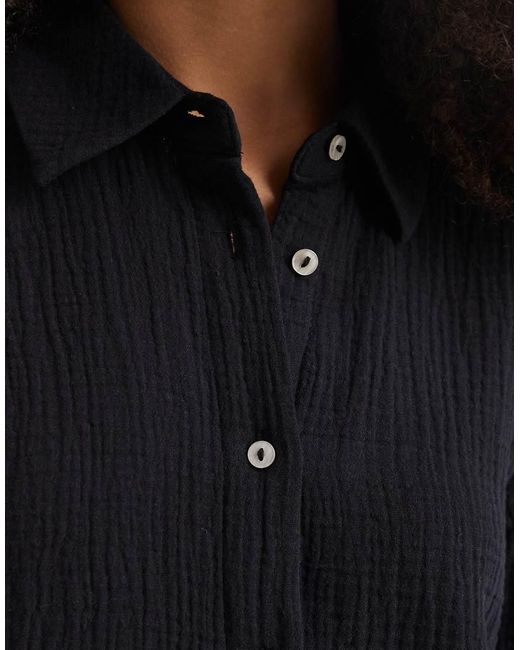 Vero Moda Black Cheesecloth Textured Boxy Shirt Co-ord