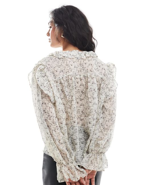 Vero Moda White Ruffle Trim Boho Blouse