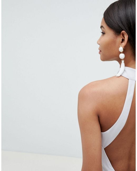 jarlo high neck fishtail maxi dress