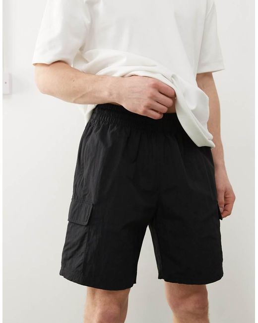 Adidas Originals Black Trefoil Essentials Cargo Shorts for men