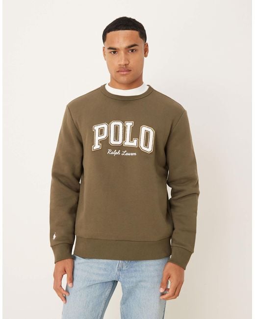 Polo Ralph Lauren Green Large Collegiate Script Logo Fleece Sweatshirt for men