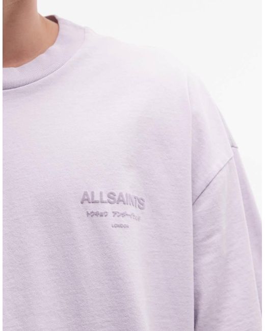 AllSaints Purple Xander Short Sleeve Logo T-shirt for men