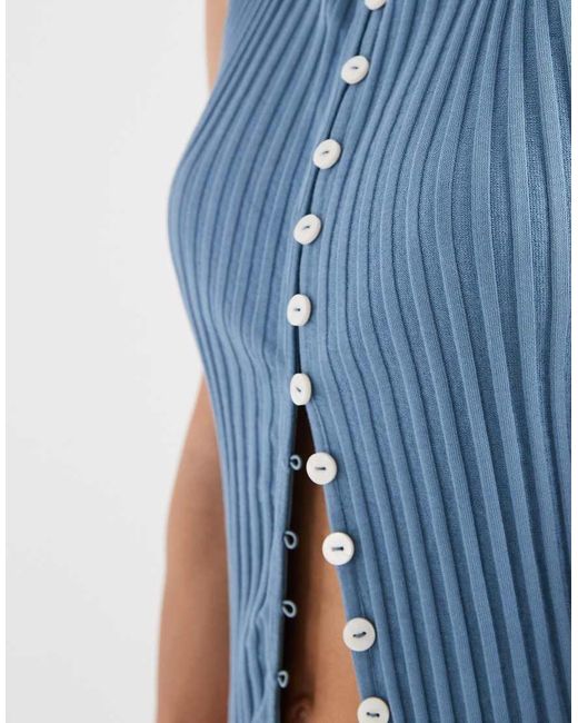 Free People Blue Tilly Button Down Tank Top