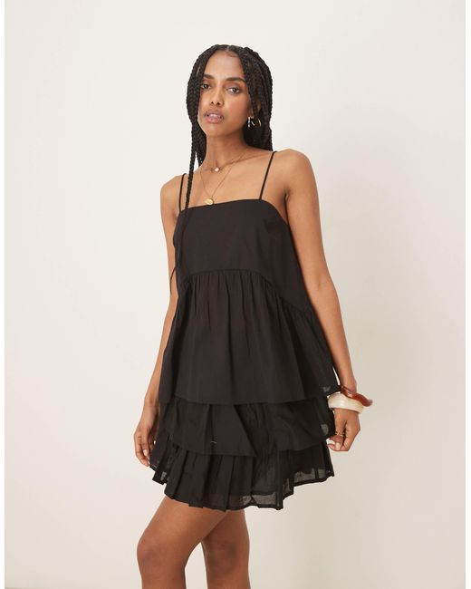 ASOS Natural Cami With Volume Peplum And Tie Straps