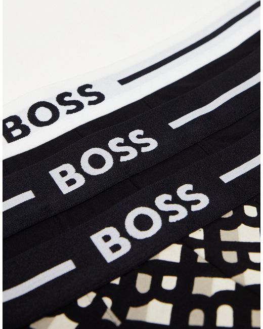 Boss – 3er-pack unterhosen mit plakativem design in Black für Herren