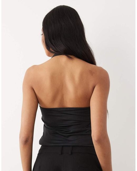 ASOS Black Polyamide Slinky Halter Neck Top