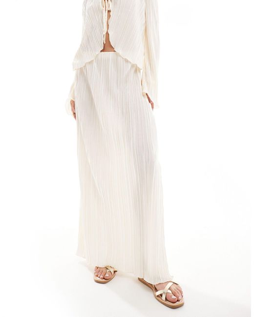 Falda larga color crema plisada mix & match Pieces de color White