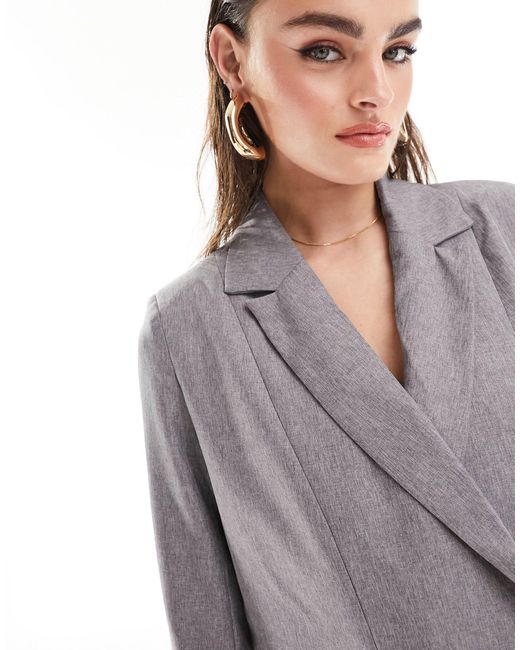 Y.A.S Gray Oversized Dad Blazer Co Ord