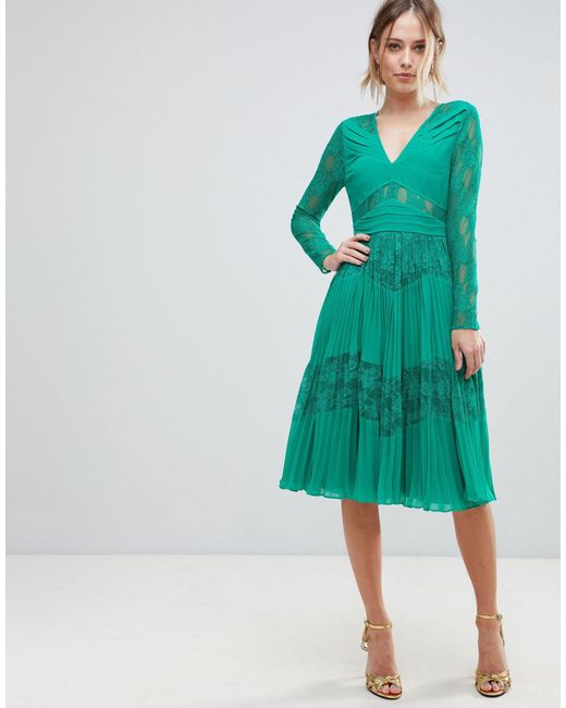 asos midi green dress