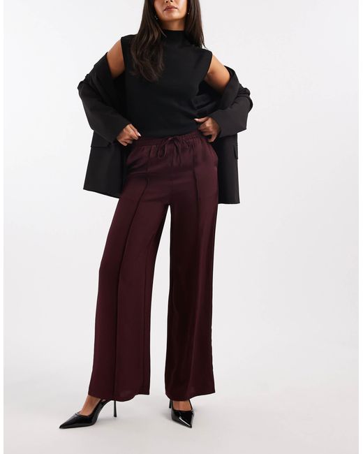New Look Red Satin Wide Leg Trousers