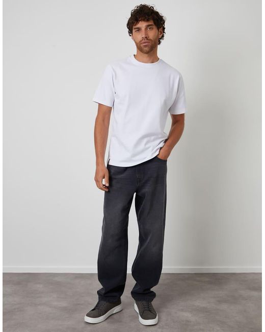 Threadbare White Peached Cotton Short Sleeve T-Shirt for men