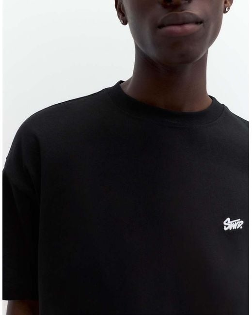 Pull&Bear Gray Stwd Logo Boxy Oversized T-Shirt for men