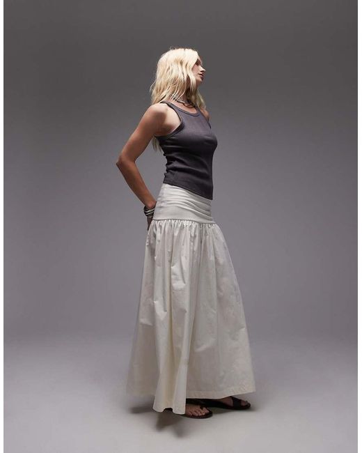 TOPSHOP Gray Poplin Mix Maxi Skirt