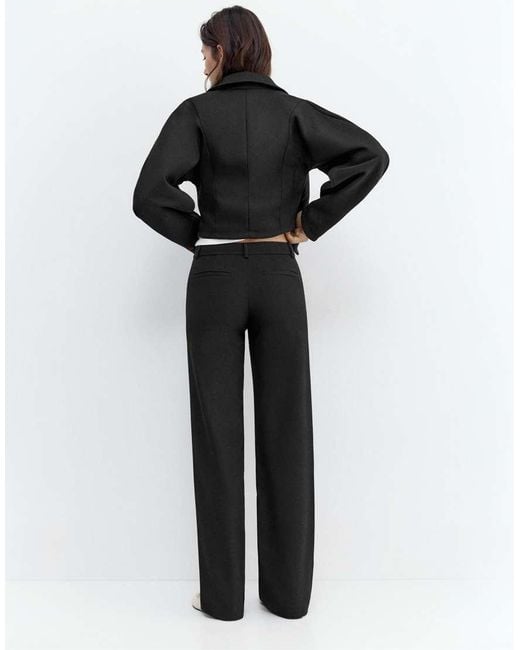 Pull&Bear Black Petite Straight Leg Trousers