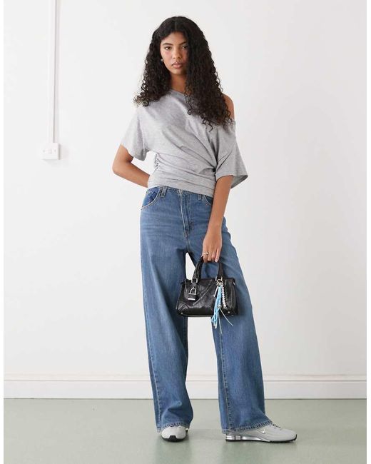 Collusion Gray Off Shoulder Drapey Top