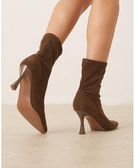 ASOS Natural Wide Fit Reagan Chisel Toe Sock Boots