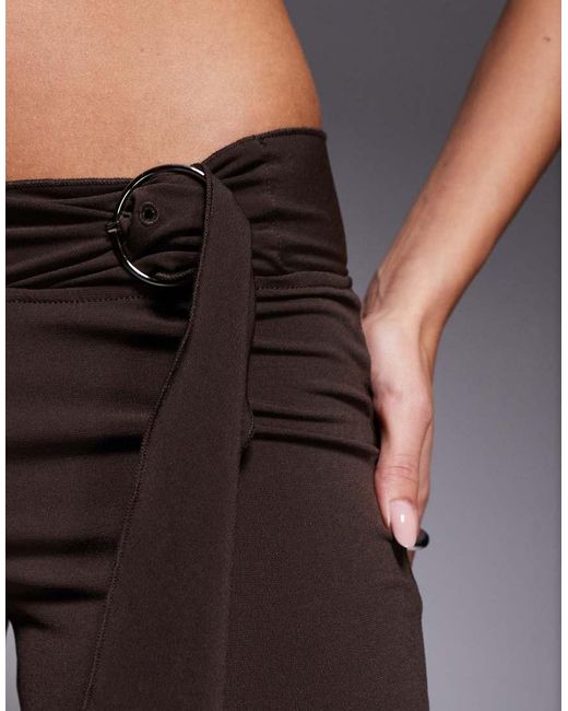 I.AM.GIA Gray Siofra Metal Hardware Drape Belt Detail Flare Pants