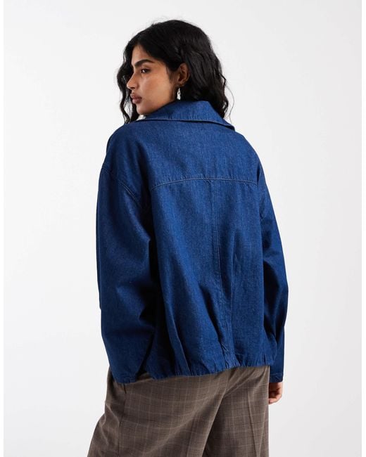 ASOS Blue Bubble Hem Funnel Neck Jacket