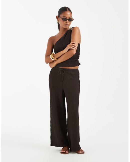 Only Petite White High Waist Crinkle Textured Trousers Co-ord