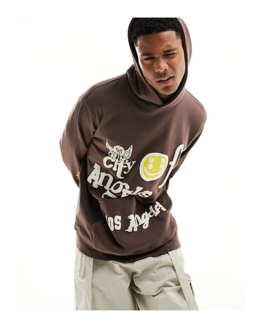 PacSun Brown City Of Angels Slogan Detail Hoodie for men