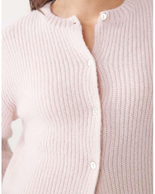 Monki Natural Button Up Knitted Cardigan