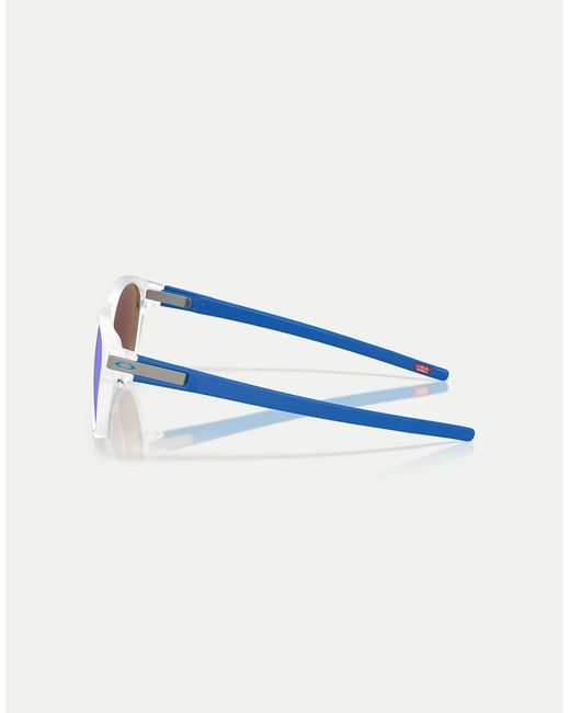 Oakley Blue Latch Neon Pop Collection Round Sunglasses With Mirrored Lens for men