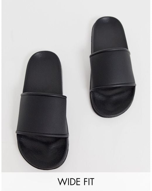 ASOS Black Wide Fit Sliders for men