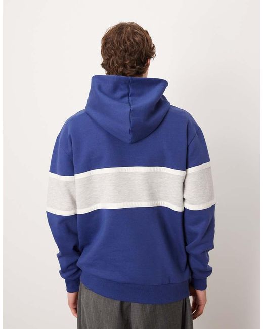 ASOS Blue Relaxed Hoodie With Color Blocking for men