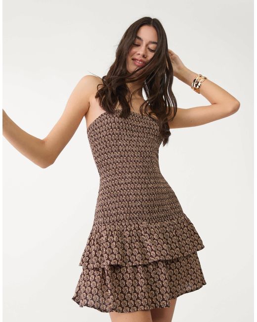 Stradivarius Natural Ruched Mini Dress