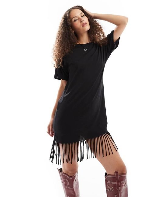 Noisy May Red Tassle Mini T-Shirt Dress