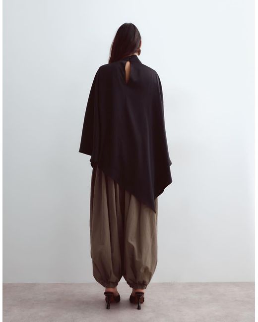 ARRANGE Brown Satin Cape Top