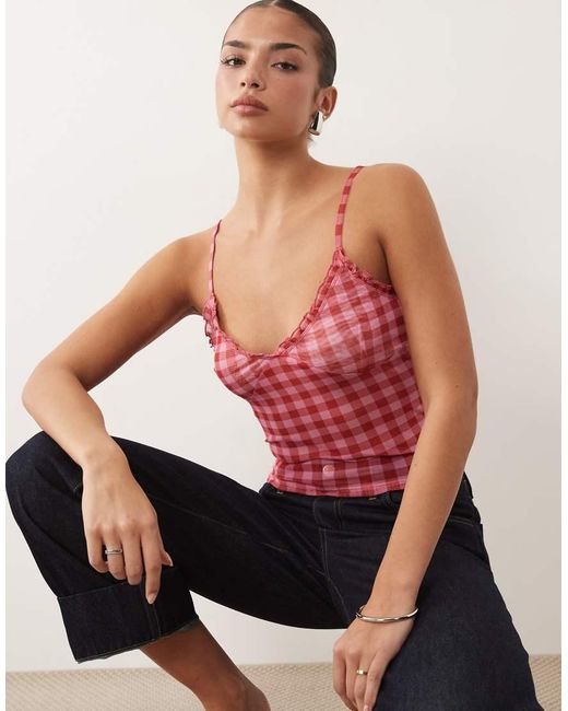 ASOS Red Sheer Mesh Cami Top