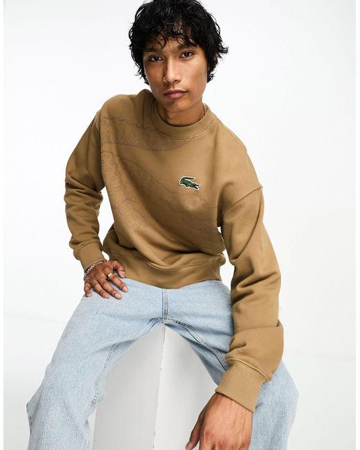 Lacoste White Large Croc Sweatshirt for men