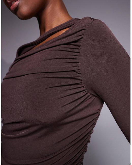 ASOS Purple – asymmetrisches, figurbetontes, langärmliges oberteil