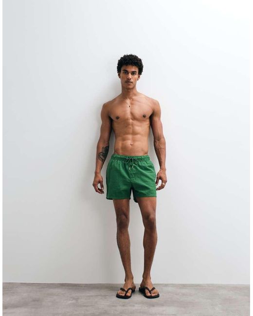 ASOS Green Seersucker Swim Shorts for men