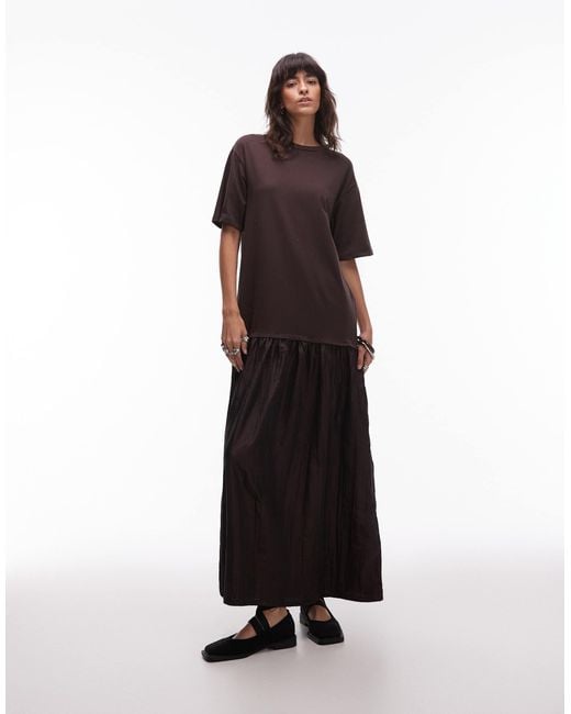 ASOS White Oversized Short Sleeve Dropped Waist Hybrid Maxi Dress