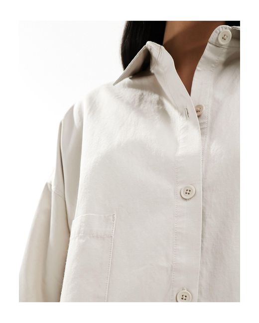 Camicia oversize squadrata beige di ASOS in White