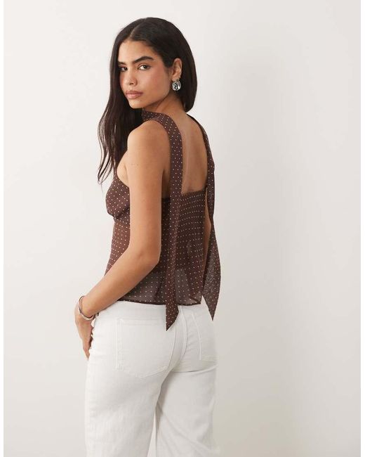 New Look Brown Polka Dot Cami With Scarf