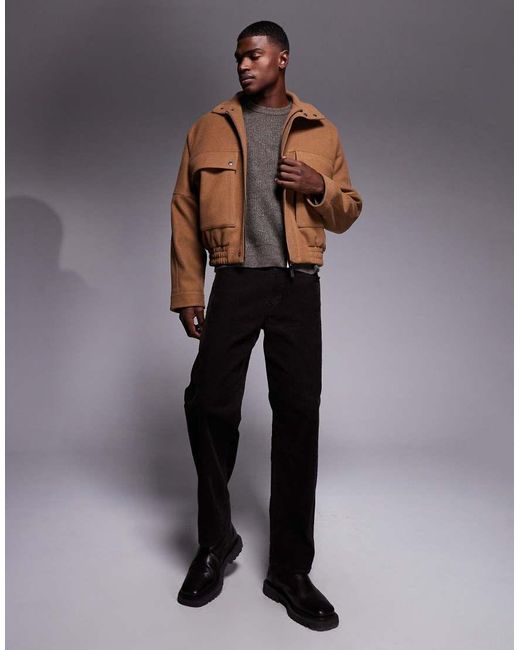 ASOS Brown Harrington Jacket for men