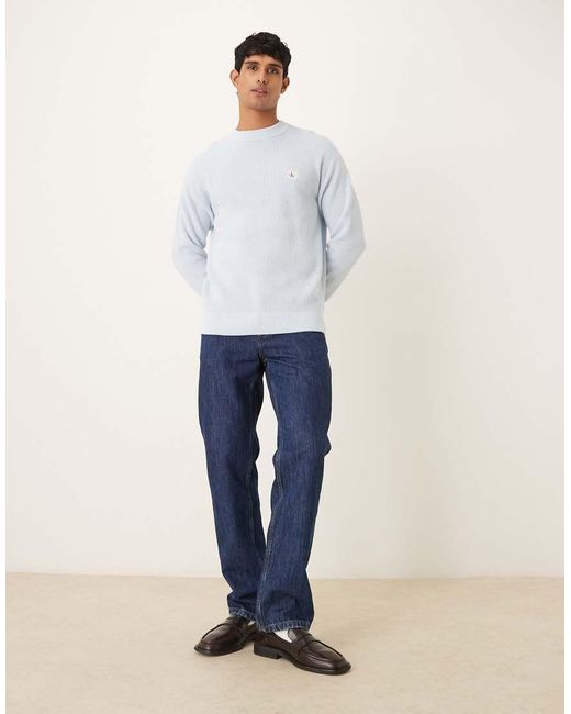 Calvin Klein White Waffle Relaxed Fit Jumper for men
