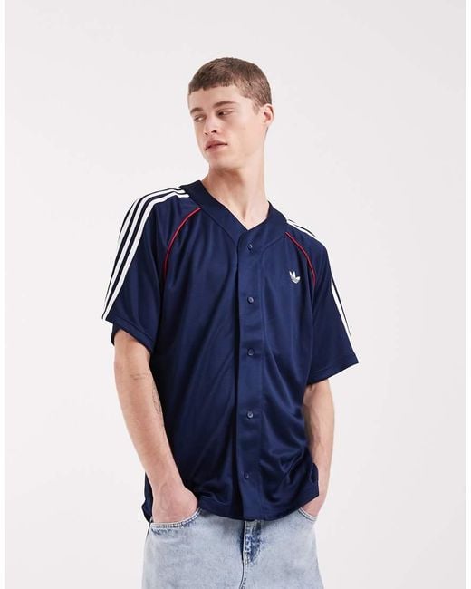 Adidas Originals Blue Adicolor Baseball Jersey for men