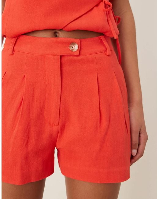 Nobody's Child Red Asher Tailo Linen Shorts Co-ord