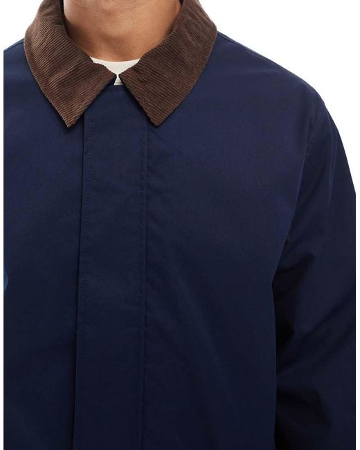 Jack & Jones Blue Harrington Jacket With Cord Collar for men