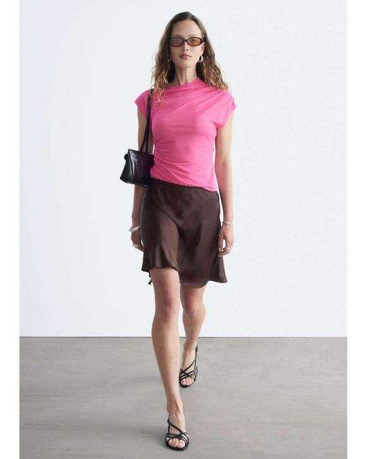 & Other Stories Pink Asymetric Ruched One Shoulder Top