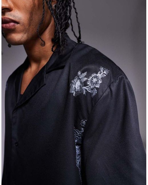 Liquor N Poker Blue Royal Emblem Back Print Relaxed Shirt for men